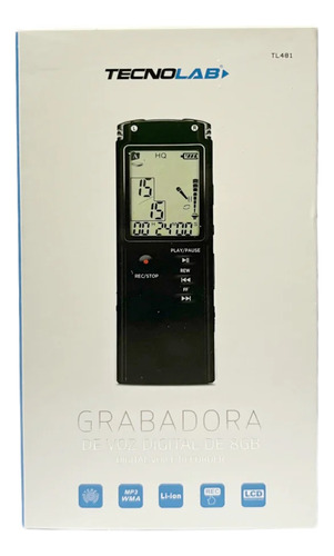 Grabadora De Voz Digital 8 Gb Tecnolab Tl481 Negro