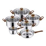 Batería De Cocina Küche B6515 12 Piezas Acero Inoxidable Color Plata 