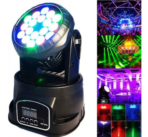 Canhão Jogo De Luz Moving Head 18 Leds Laser Rgb Lk294