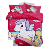 Cobertor Infantil Diseño Unicornio Sherpa Reversible 1,5plz 