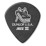 Jim Dunlop Jazz Iii Grip Púas De Guitarra Negras Color Gris