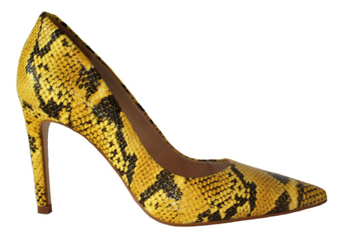 Scarpin Couro Cobra Animal Print Lasenna