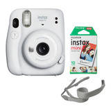 Kit Instax Mini 11 Blanca Con Cartucho 10 Pzas Y Correa Gris