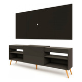 Rack Com Painel Tv Até 60 Polegadas Mali 1 Porta Preto - Pm