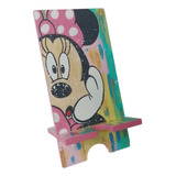 Portacelular De Madera Mickey Minnie Pintado A Mano