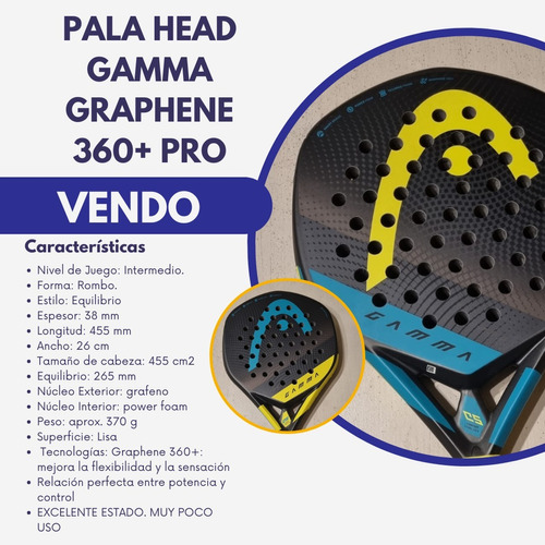 Paleta Padel Head Graphene 360+ Gamma Pro