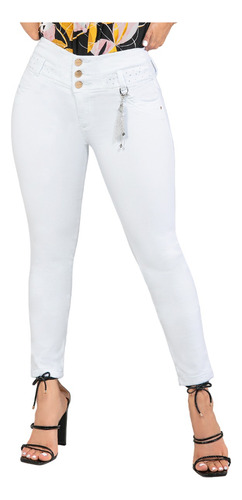 Jeans Colombiano Control Abdomen 1506 Blanco Bartolomeo