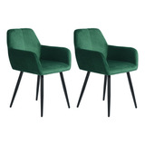 Set 2 Sillones Eames Tapizados Vintage Silla Sala Brazos Color De La Estructura De La Silla Negro Color Del Asiento Verde