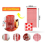 Kit 2 Cortina Metalizada Coração Vermelho