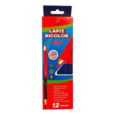 Lapiz Bicolor Jumbo Triangular Caja Con 12 Piezas | MercadoLibre