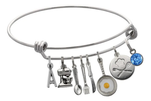 Pulsera Chef Dije Utensilios Cubiertos Brazalete Chef Cocinera Pulsera Personalizado Letra Nombre Brazalete Moda Dije