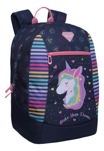 Mochila Infantil Simple Wingle Unicornio Azul Head