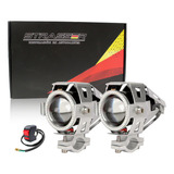 Kit Par Faros U7 Moto C/ Switch Universal Ojo Angel Led Lupa