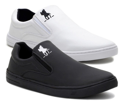 Kit 2 Pares Tenis Slip On Masculino Polo Casual Original