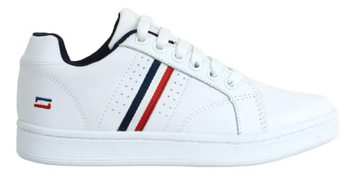 Tenis Blanco Piel Cosido Comodo Urbano Casual Escolar Ligero