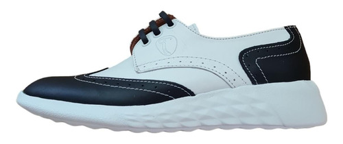 Zapatos Mujer Trakers Golf Cuero Bicolor Blanco Y Negro