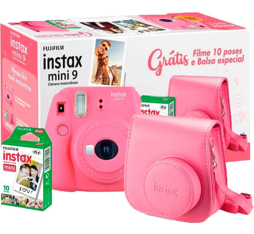 Máquina Fotográfica Instax Fujifilm Mini 9 Filme 10 E Bolsa
