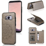 Funda Cartera Para Samsung Galaxy S8 Plus Gris Delgada Piel