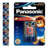 12 Pilhas Alcalinas Premium Aa 2a Panasonic 6 Cart