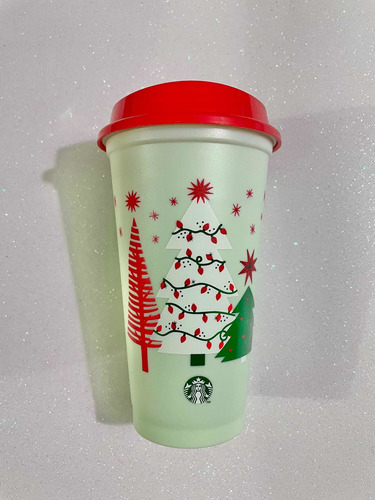Vaso Starbucks Reutilizable Navidad Brilla En Oscuridad 