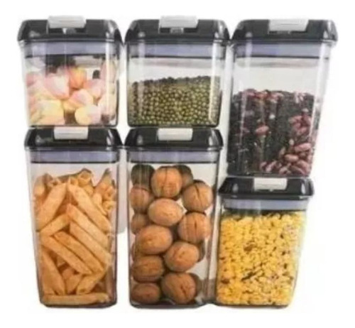 Set De Contenedor De Alimentos X6 Cocina Despensa Plastico 