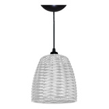 Pendente Junco Branco Lustre Luminária Decoração Luz Sala