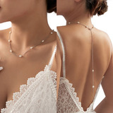 Collar Joyeria  Cadena Espalda Boda Fiesta Elegante Perlas