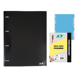 Caderno Argolado Fichário Acp A4 Sweet + Bloco E Divisórias Cor Preto