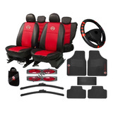 Kit Capa De Banco +lixeira Carro Couro P/ Câmbio+tapete Fia