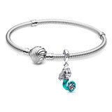 Pulsera Charm Sirenita Concha Mar Plata S925