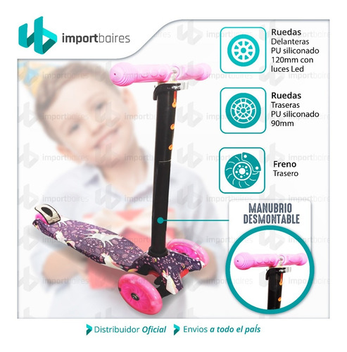 Monopatín Infantil 4 Ruedas Abec 7 Silicona Luces Led