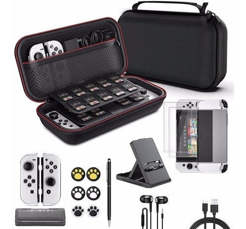 Kit De Acessórios E Estojo Para P/nintendo Switch Oled 17 Em