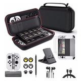 Kit De Acessórios E Estojo Para P/nintendo Switch Oled 17 Em