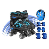 Patins 4 Rodas Roller Ajustável C/ Luzes Led + Kit Segurança