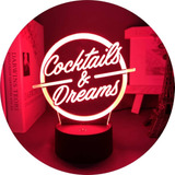 Lámpara Luz Led Acrílico Cocktails & Dreams, Decoración, Bar