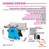 Cepillador De Banco Gamma Garlopa 1500w Cepilladora Cepillo
