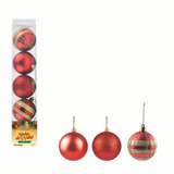 Kit 5 Bolas De Natal Dourada Enfeite Natalino Vermelho 7cm Cor Vermelho Cristal