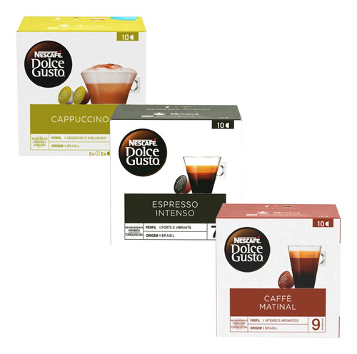 Kit 3 Caixas Dolce Gusto - Sabores Variados - 30 Cápsulas