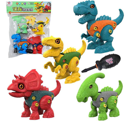 4 Figura De Dinosaurios T-rex Desarmables Juguete Cyc