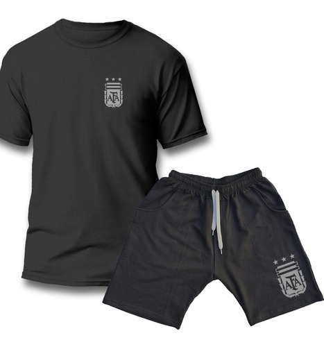 Conjunto Remera Y Short Cortos Argentina Campeon 3 Estrellas