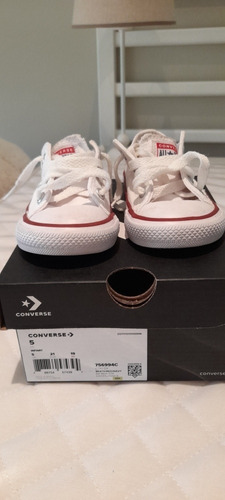 Zapatillas Converse All Star Lona Niño Blanca .poco Uso ! 