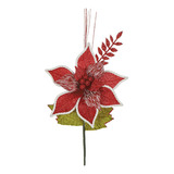 Flor Nochebuena Artificial Adorno Navideño 19x34cm Mylin 1pz Color Rojo