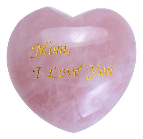 Cristal De Cuarzo Rosa Grabado  Mom, I Love You , Piedra Pr.