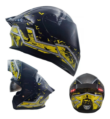 Casco Batman Kov Abatible Original Luz Dot + Gafas + Regalo 