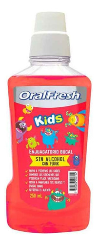 Enjuague Bucal Para Niños Sin Acohol + Fluor Oralfresh 250ml