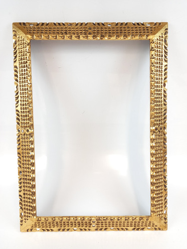 Moldura De Espelho Em Madeira Entalhada Dourada 75x55cm