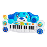 Teclado Infantil Interactivo Puppy Piano Con Microfono *sk Color Blanco - Azul