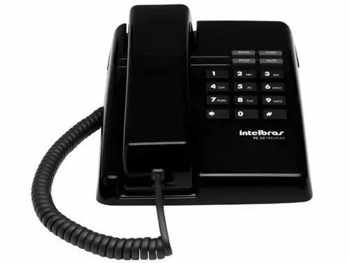 2x Telefone Intelbras Com Fio Tc50 Premium Preto Funções Flash, Mudo, Rediscar E Pausa E Modo Pabx