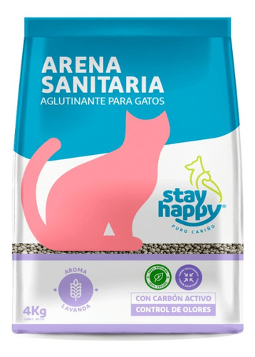 Arena Sanitaria Stay Happy Lavanda 10 Kg X 10kg De Peso Neto  Y 10kg De Peso Por Unidad