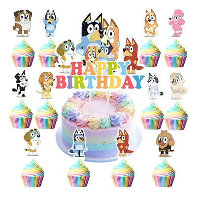 Kit Fiesta Cumpleaños Bluey Letrero Cupcake Toppers | Meses sin interés